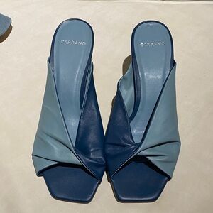 NWOT- Carrano Women's Blue Slip-On Sandals.  2 toned blue leather.  Sz 10